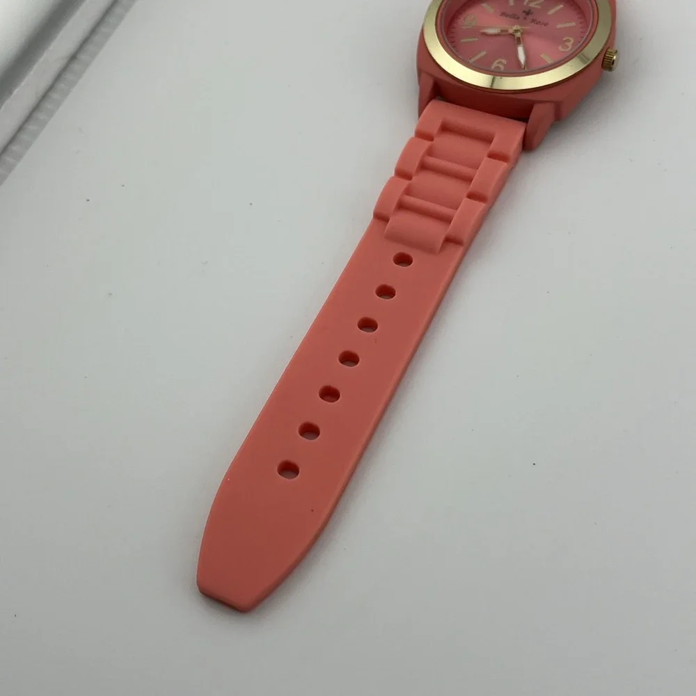 Bella & Rose Watch Women 40mm Case‎ Pink Silicone Band- New Battery
